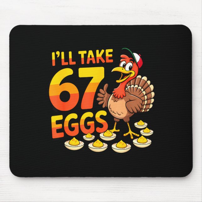 Alfombrilla De Ratón 67 Deviled Eggs Lovers Thanksgiving Turkey 67 Funn (Frente)