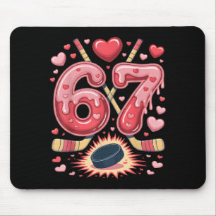 Alfombrilla De Ratón 67 Diseño de corazón de hockey de San Valentín Hoc