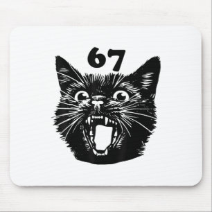 Alfombrilla De Ratón 67 Halloween Gato Negro Meme Brainrot Seis Siete C