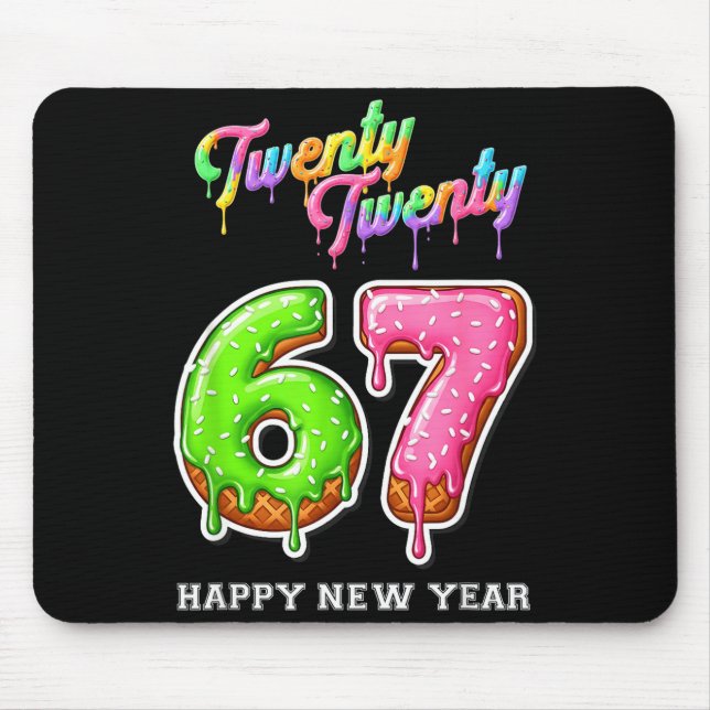 Alfombrilla De Ratón 67 Happy New Year's Eve Six Seven Funny 2026 Brain (Frente)