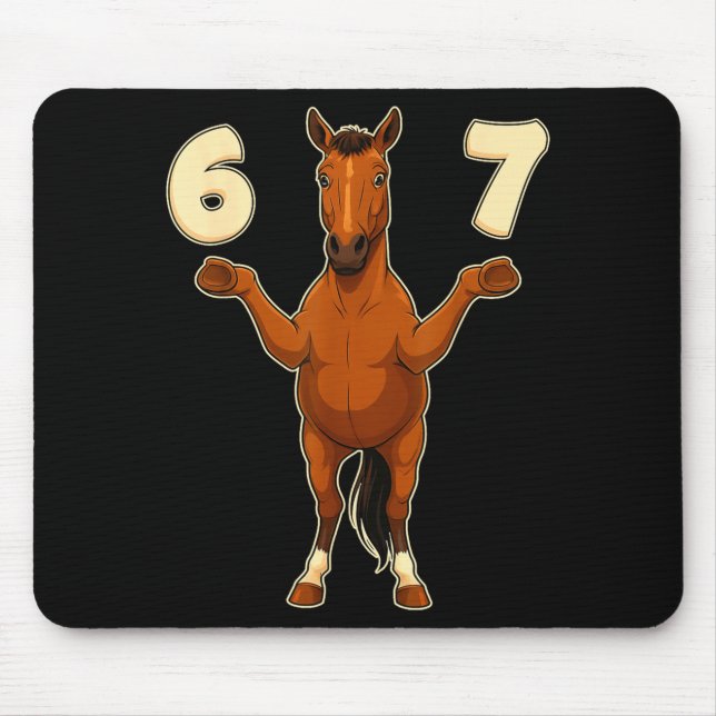 Alfombrilla De Ratón 67 Horse Funny Gen Alpha Slang Kids Teens Number T (Frente)