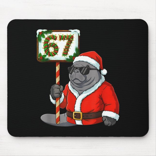 Alfombrilla De Ratón 67 Manatee Christmas Six Seven Meme Brainrot Manat (Frente)