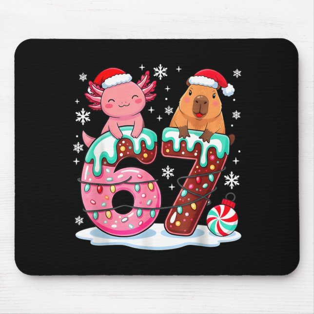 Alfombrilla De Ratón 67 Meme Kawaii Axolotl Capybara Christmas Ice Crea (Frente)