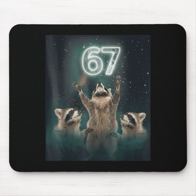 Alfombrilla De Ratón 67 Meme Raccoon Howling At The Moon 6 7 Funny Weir (Frente)