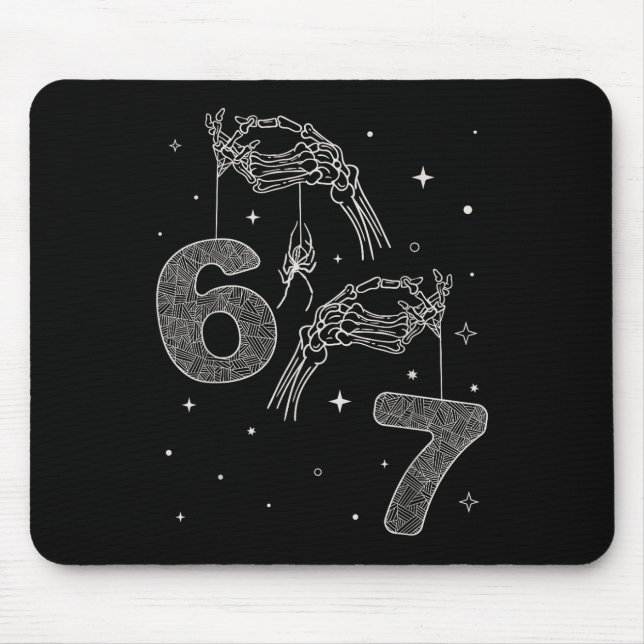 Alfombrilla De Ratón 67 Meme Skeleton Hand Funny Halloween Six Seven Te (Frente)