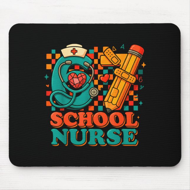 Alfombrilla De Ratón 67 School Nurse Days Pencil Heart Funny Medical  (Frente)
