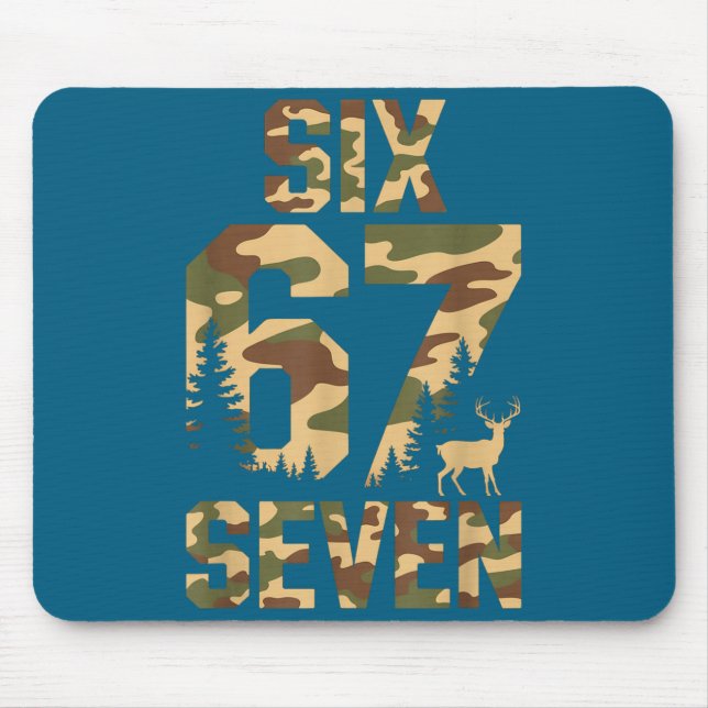 Alfombrilla De Ratón 67 Six Seven Camo Deer Buck Meme Funny Hunting Out (Frente)