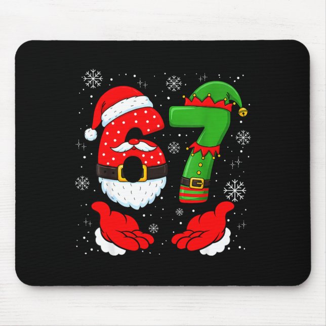 Alfombrilla De Ratón 67 Six Seven Funny Santa Hand 6 7 Meme Christmas M (Frente)