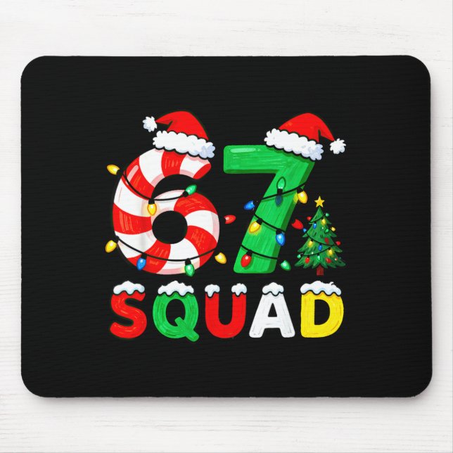Alfombrilla De Ratón 67 Squad Christmas Candy Cane Six Seven Meme Xmas  (Frente)