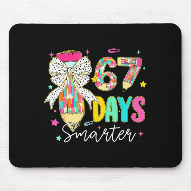 Alfombrilla De Ratón 67th Day Of School 67 Days Smarter Coquette Bow Te (Frente)