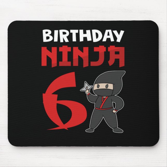 Alfombrilla De Ratón 6.º cumpleaños Ninja 6 años Regalo de vestuario Ni (Frente)