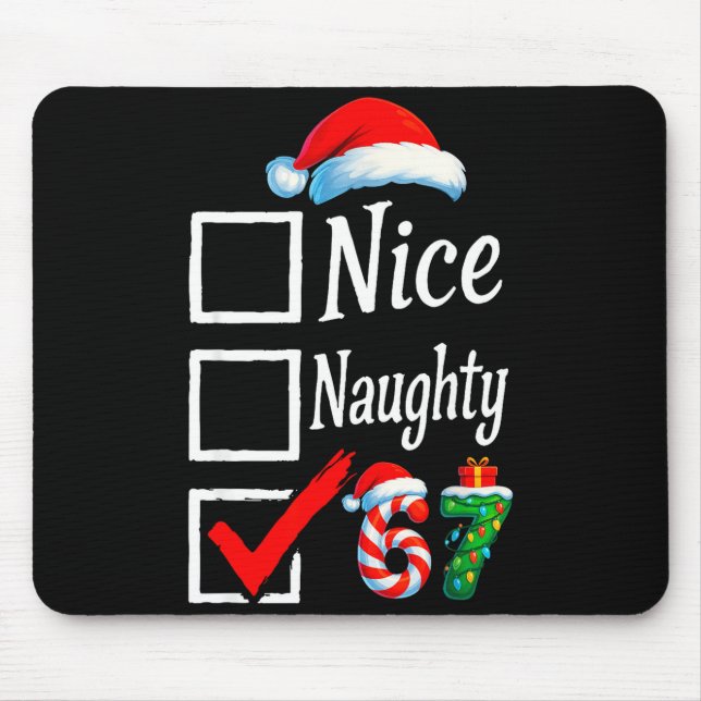 Alfombrilla De Ratón 6 7 Meme Nice Naughty 67 Christmas Brain Rot Funny (Frente)