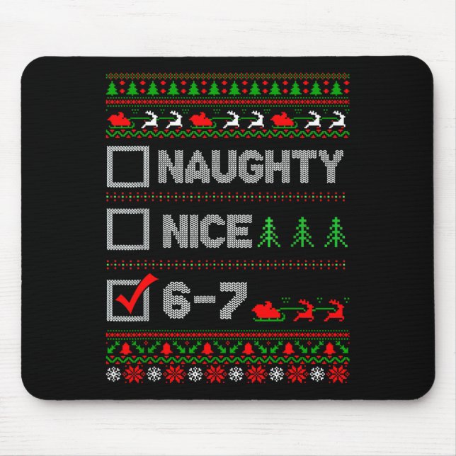 Alfombrilla De Ratón 6-7 Meme Nice Naughty 67 Christmas Brain Rot Funny (Frente)