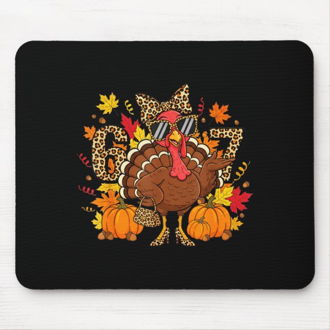 Alfombrilla De Ratón 6 7 Thanksgiving Funny Leopard Bow Turkey Six Seve (Frente)