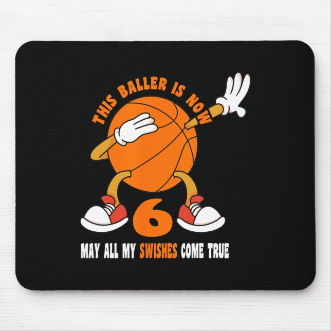 Alfombrilla De Ratón 6 años Feliz sexto cumpleaños de baloncesto (Frente)