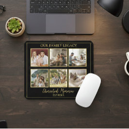 Alfombrilla De Ratón 6 Photo Collage Minimalist Black Gold Mouse Pad