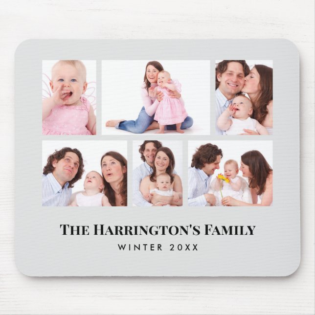 Alfombrilla De Ratón 6 secciones Personalizado foto marcos grises Minim