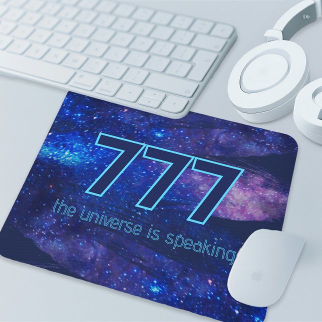 Alfombrilla De Ratón 777 Número de ángel Manifestación de espuma azul o (777 Angel Number Dark Blue Sparkle Manifestation Affirmation office Mouse Pad)