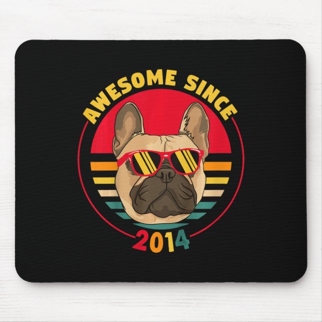 Alfombrilla De Ratón 7.º Bulldog retro francés de cumpleaños impresiona (Frente)
