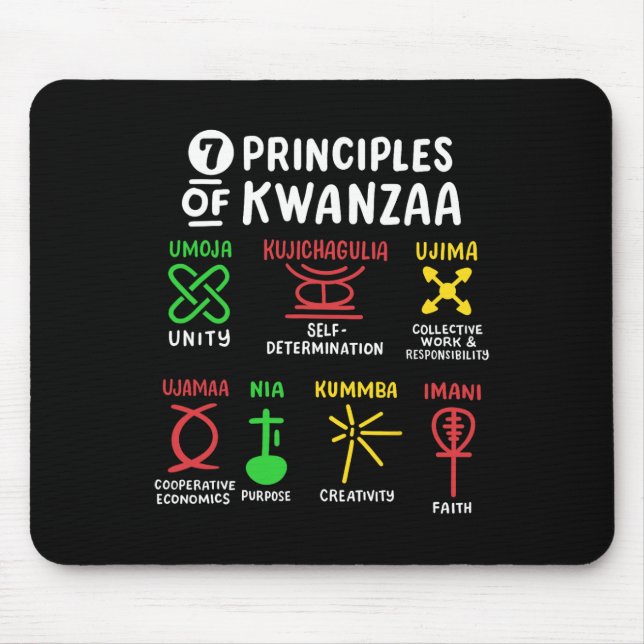 Alfombrilla De Ratón 7 Principios De Kwanzaa Hombres Africanos Negros (Frente)