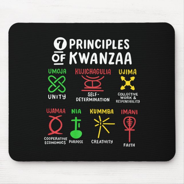 Alfombrilla De Ratón 7 Principios De Kwanzaa Hombres Africanos Negros (Frente)