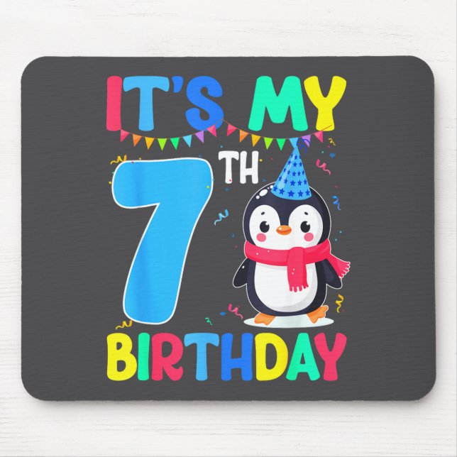 Alfombrilla De Ratón 7 Year Old Birthday Penguin Themed It's My 7th Bir (Frente)