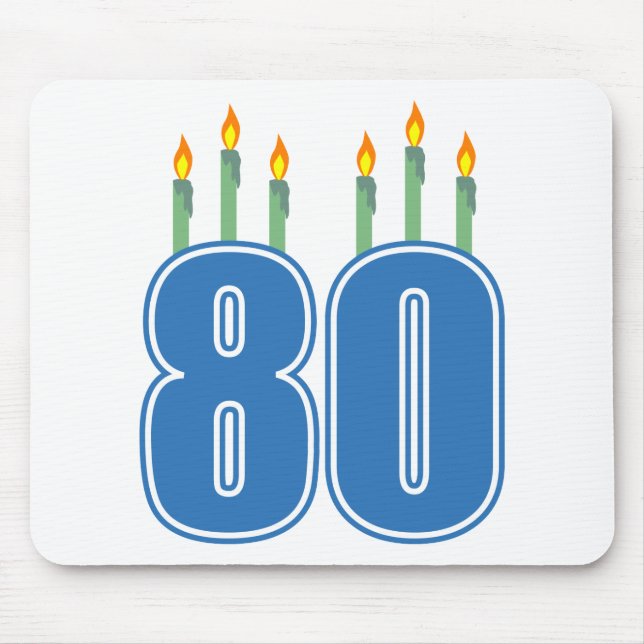Alfombrilla De Ratón 80 velas del cumpleaños (azul/verde) (Frente)