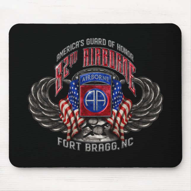 Alfombrilla De Ratón 82.º Fuerte Aéreo Bragante Negro Mousepad (Frente)