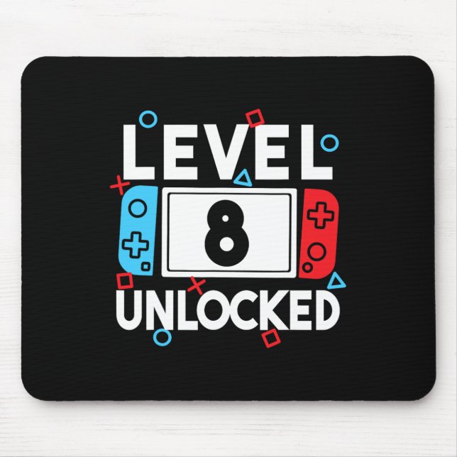 Alfombrilla De Ratón 8 Jugador desbloqueado 8º cumpleaños Videojuegos N (Frente)
