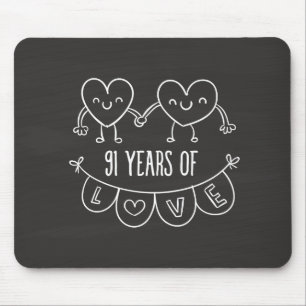 Alfombrilla De Ratón 91° Aniversario Gift Chalk Hearts