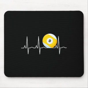 Alfombrilla De Ratón 9 Ball Heartbeat - Pool Player Nueve Ball Heartbea