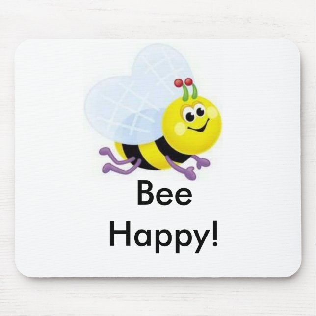 Alfombrilla De Ratón ¡a67_cute_bee, abeja feliz! (Frente)