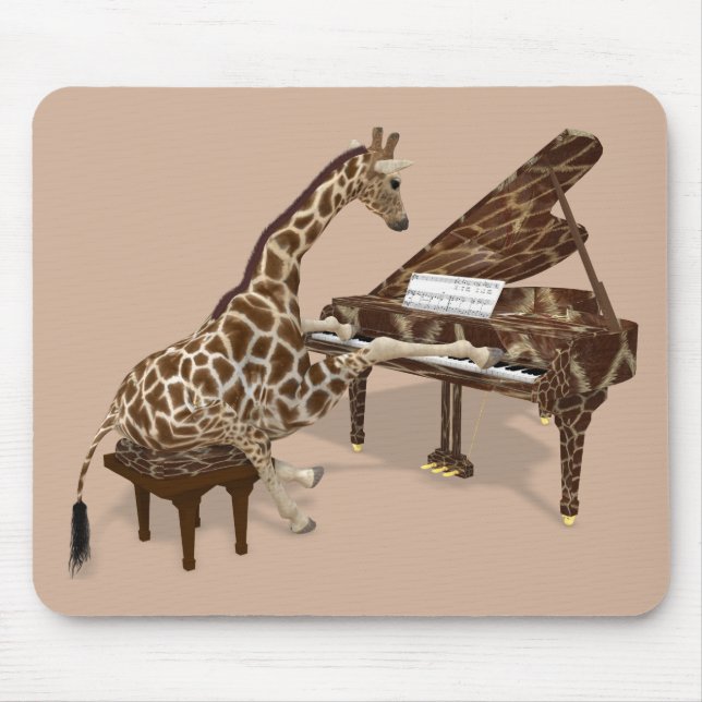 Alfombrilla De Ratón A La Dulce Girafa Le Encanta Jugar Piano (Frente)