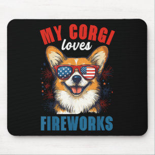 Alfombrilla De Ratón A Mi Corgi Le Encantan Los Fuegos Artificiales 4 D