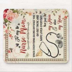 Alfombrilla De Ratón A Mi Enfermera Mamá Regalo, Carta De Amor Floral A