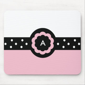 Alfombrilla De Ratón A: Monograma A Mousepad Blanco Y Rosa Dotado