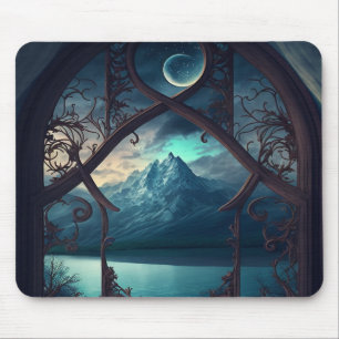Alfombrilla De Ratón A través de la ventana iluminada por luna