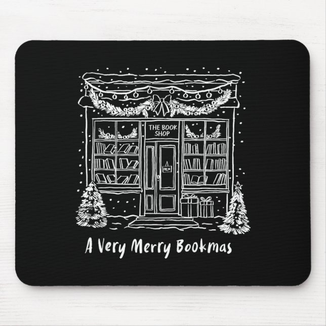 Alfombrilla De Ratón A Very Merry Bookmas Cozy Christmas Bookstore Holi (Frente)