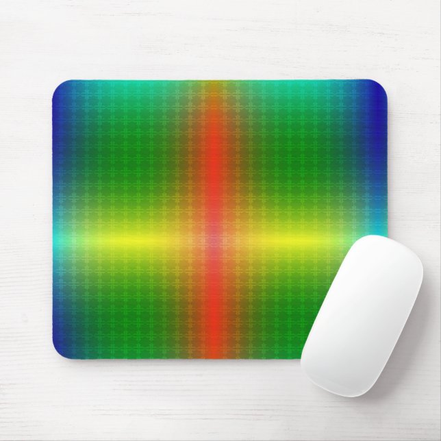 Alfombrilla De Ratón A vibrant mouse pad featuring a symmetrical rainbo (Con ratón)