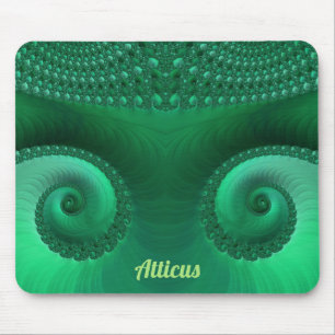 Alfombrilla De Ratón AARON ~ Zany Shades of Green Fractal Pattern