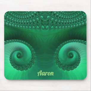 Alfombrilla De Ratón AARON ~ Zany Shades of Green Fractal Pattern