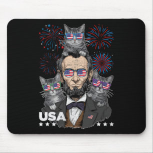 Alfombrilla De Ratón Abe Lincoln Amante de los Gatos Divertido 4 de Jul