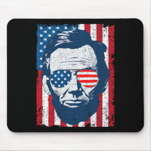 Alfombrilla De Ratón Abe Lincoln Beard Sungles Y Bandera Americana 4 De