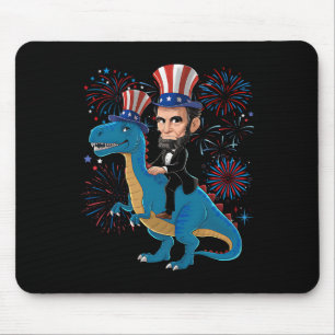 Alfombrilla De Ratón Abe Lincoln montando un dinosaurio divertido 4 de
