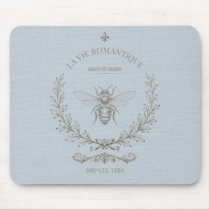 Alfombrilla De Ratón Abeja Azul Francesa Grabado Campo Francés Rústic