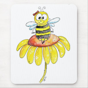 Alfombrilla De Ratón Abeja caprichosa sobre una flor