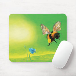 Alfombrilla De Ratón Abeja de burbujas sobrevolando un Ilustracion prad