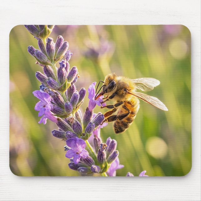 Alfombrilla De Ratón Abeja en lavanda (Frente)