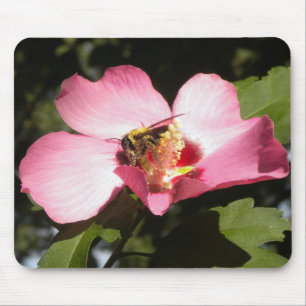 Alfombrilla De Ratón Abeja en un Rosa de Sharon 2 mousepad