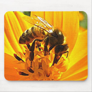 Alfombrilla De Ratón Abeja en una flor